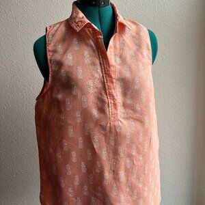 J.Crew  Sleeveless Linen-Cotton Popover Tunic Size M